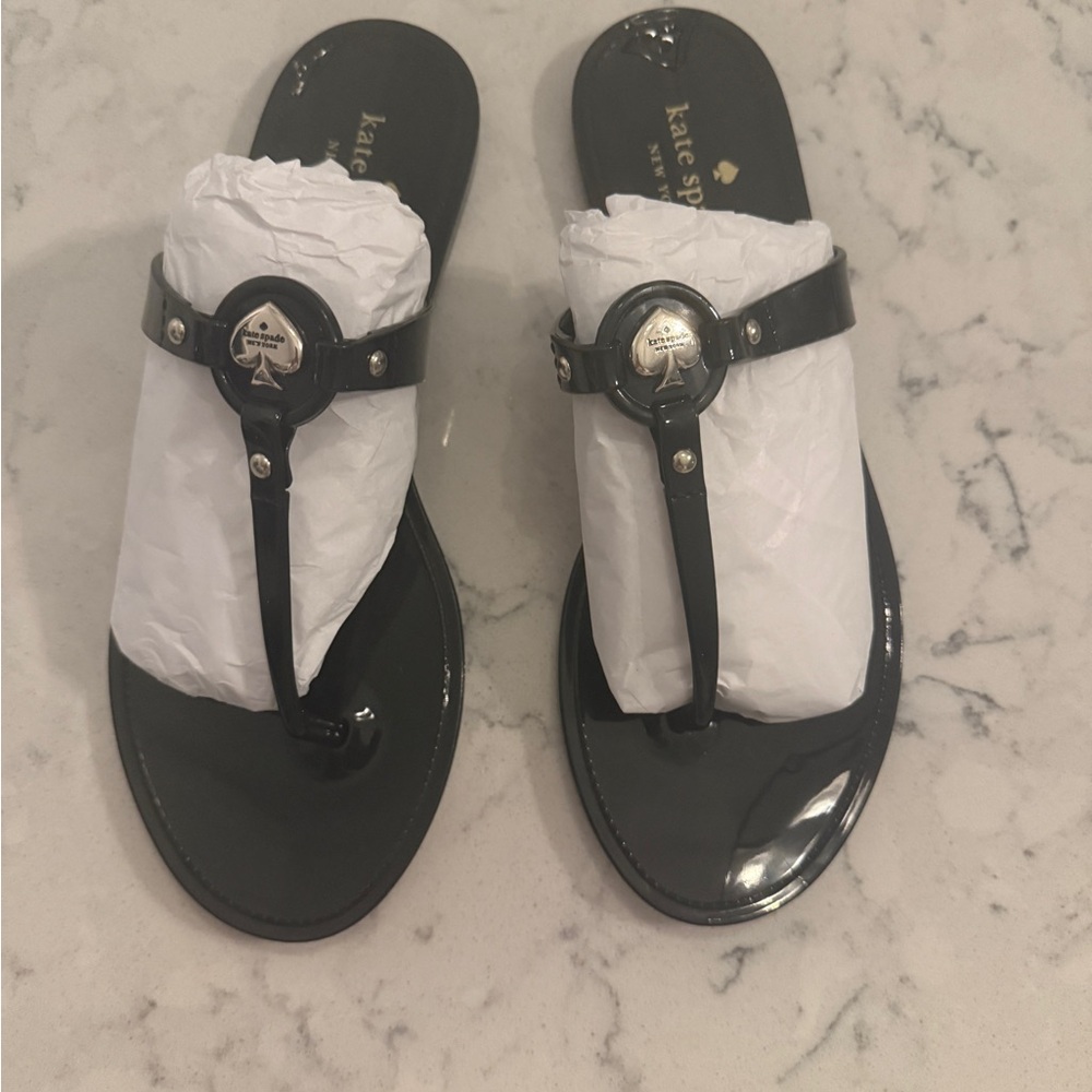 Kate Spade Glossy Black Sandals